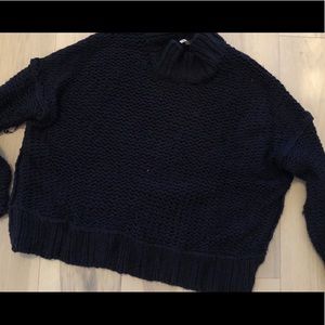 Free People Navy Blue Knit Sweater